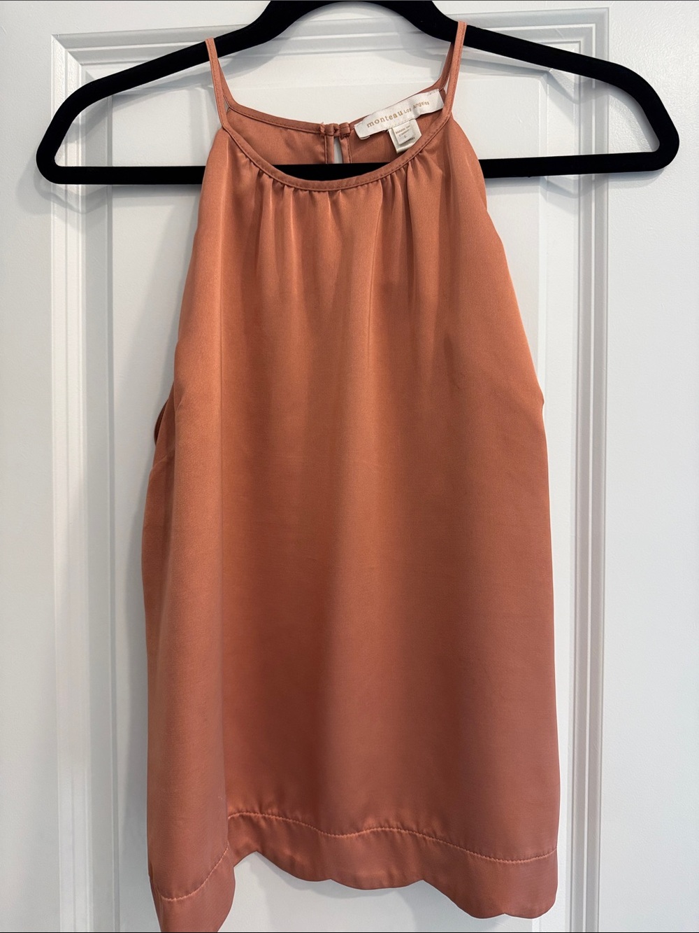 Satin Halter Cami Top in Rusty Orange